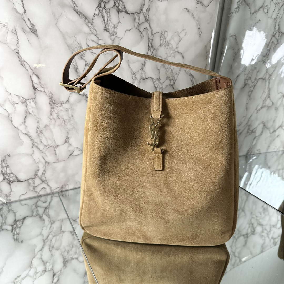 YSL 753837 LE 5 A 7 Supple Large In Suede Brown - Default Title - View 1