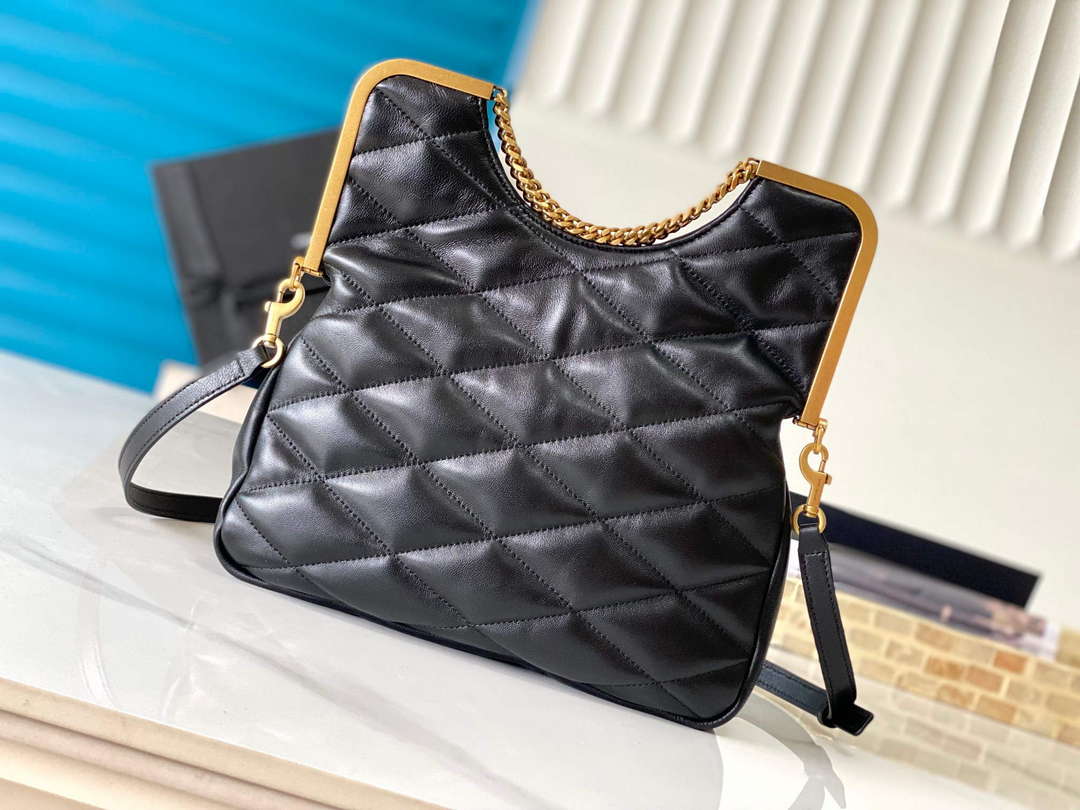YSL 7540011 87 Quilted Lambskin Bag Black