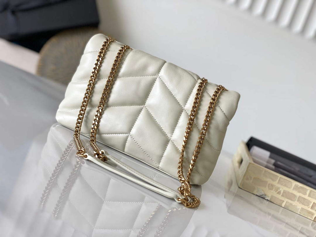 YSL 7593371 Puffer Toy Bag In Quilted Lambskin White