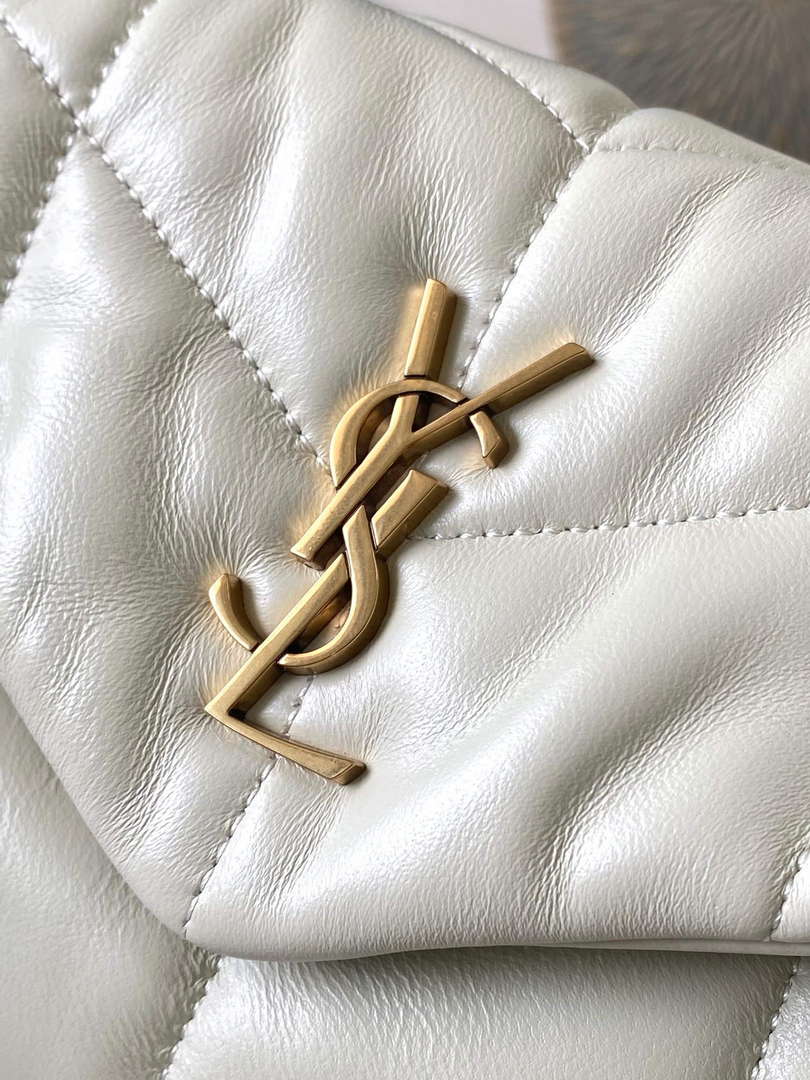 YSL 7593371 Puffer Toy Bag In Quilted Lambskin White
