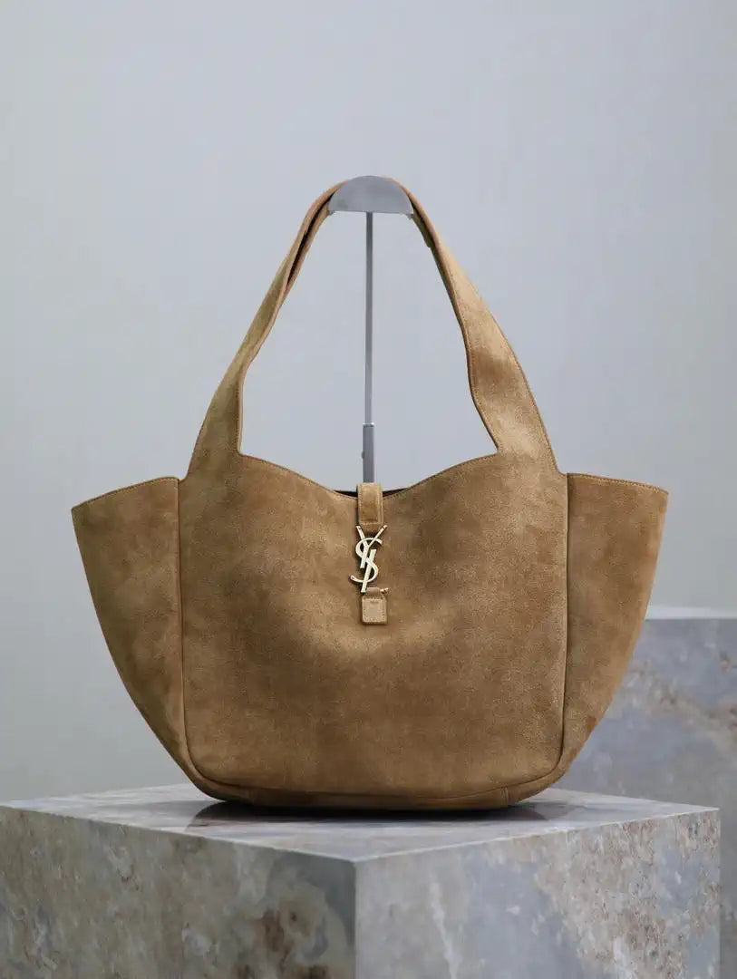 YSL 763435 LE 5 ¨¤ 7 BEA IN  Brown suede leather