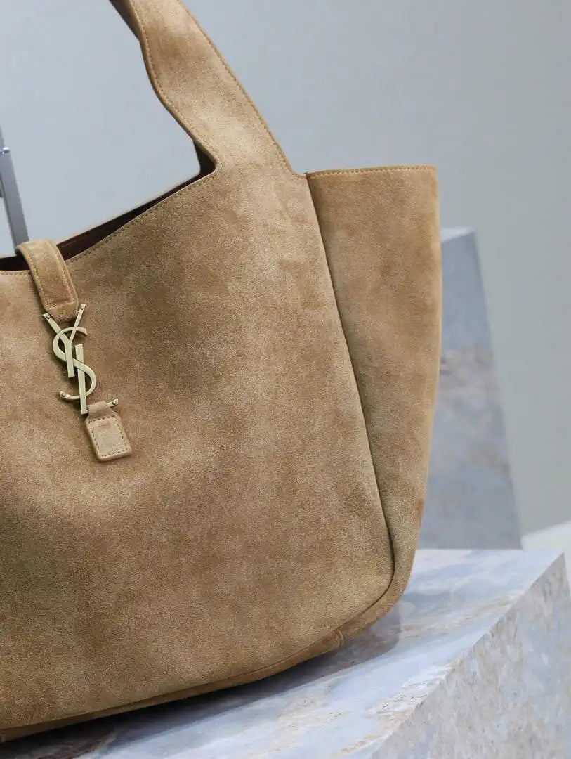 YSL 763435 LE 5 ¨¤ 7 BEA IN  Brown suede leather