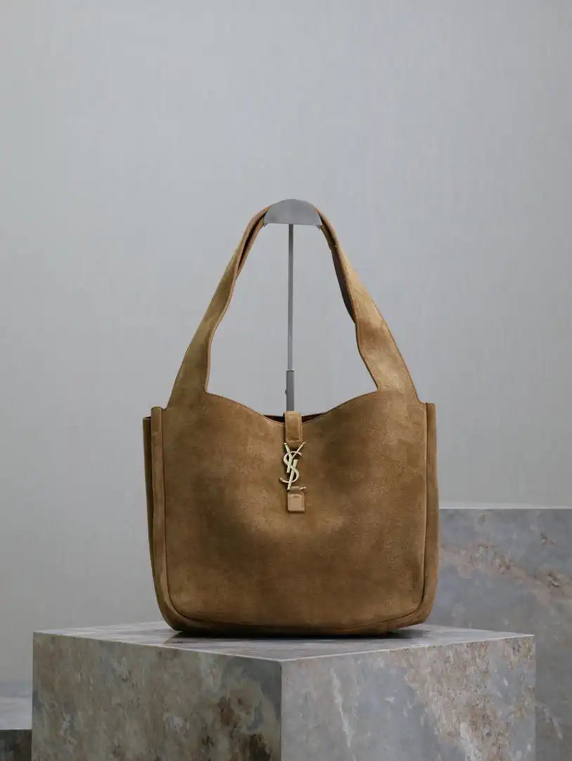 YSL 763435 LE 5 ¨¤ 7 BEA IN  Brown suede leather