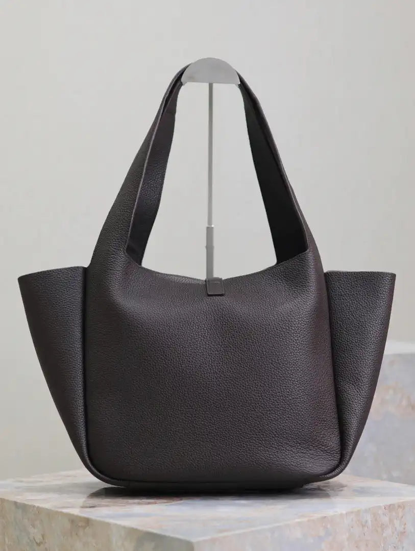 YSL 763435 LE 5 ¨¤ 7 BEA IN GRAINED LEATHER Dark Brown