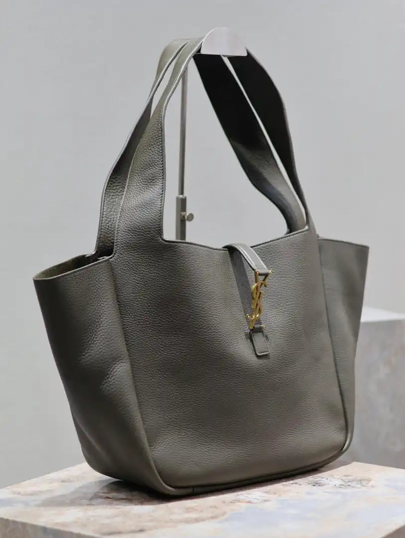YSL 763435 LE 5 ¨¤ 7 BEA IN GRAINED LEATHER Dark Green