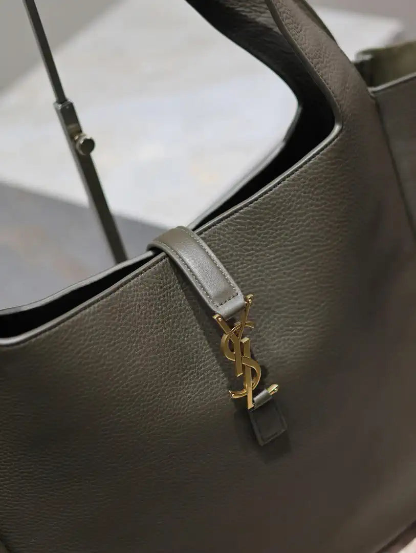 YSL 763435 LE 5 ¨¤ 7 BEA IN GRAINED LEATHER Dark Green