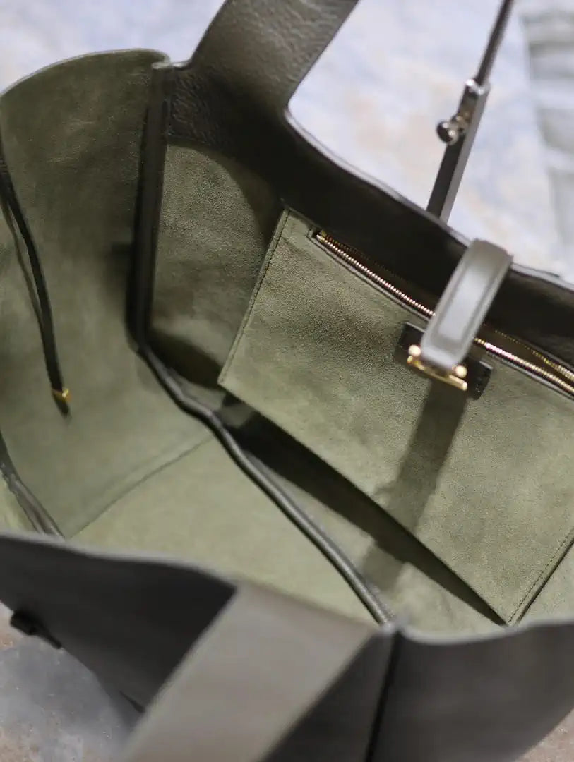 YSL 763435 LE 5 ¨¤ 7 BEA IN GRAINED LEATHER Dark Green