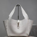 YSL 763435 LE 5 ¨¤ 7 BEA IN GRAINED LEATHER White