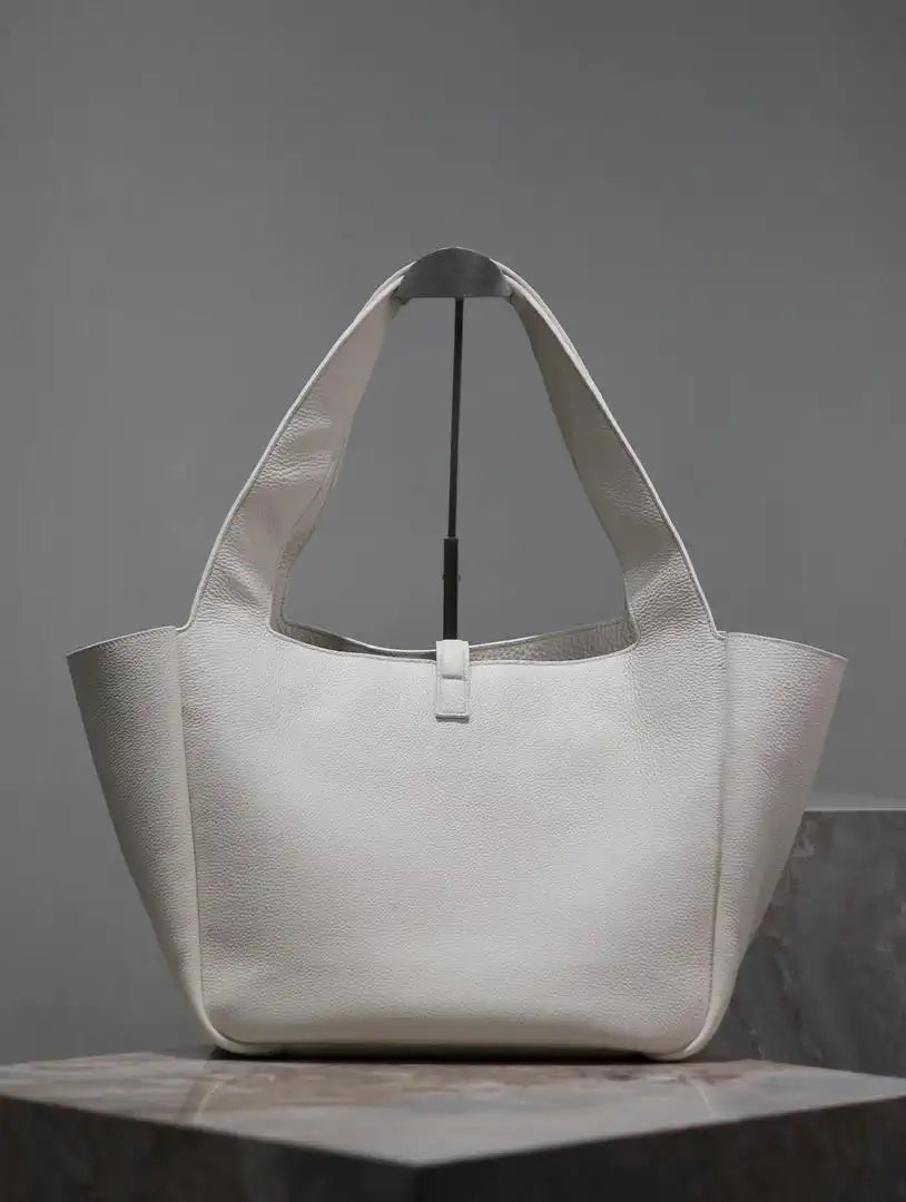 YSL 763435 LE 5 ¨¤ 7 BEA IN GRAINED LEATHER White
