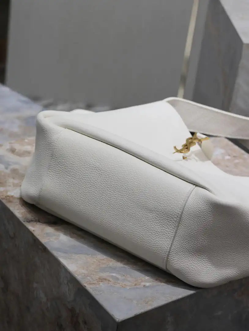 YSL 763435 LE 5 ¨¤ 7 BEA IN GRAINED LEATHER White