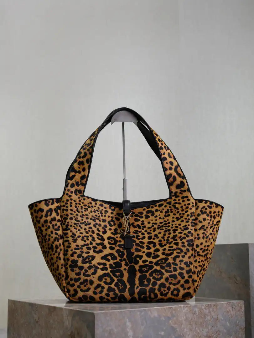 YSL 763435 LE 5 ¨¤ 7 BEA  in leopard-print pony hair and nappa leather