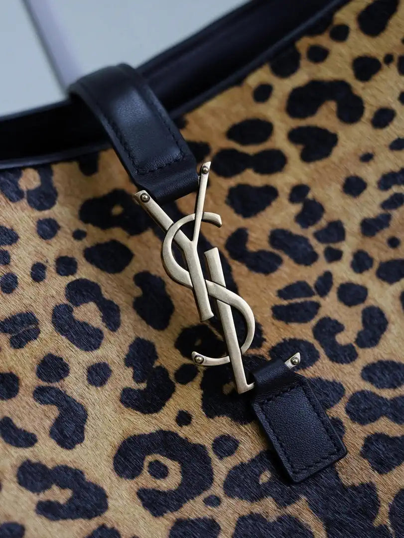 YSL 763435 LE 5 ¨¤ 7 BEA  in leopard-print pony hair and nappa leather