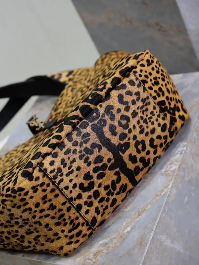 YSL 763435 LE 5 ¨¤ 7 BEA  in leopard-print pony hair and nappa leather