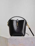 YSL 765870 LE 37 Mini in Black Lambskin leather Snake pattern