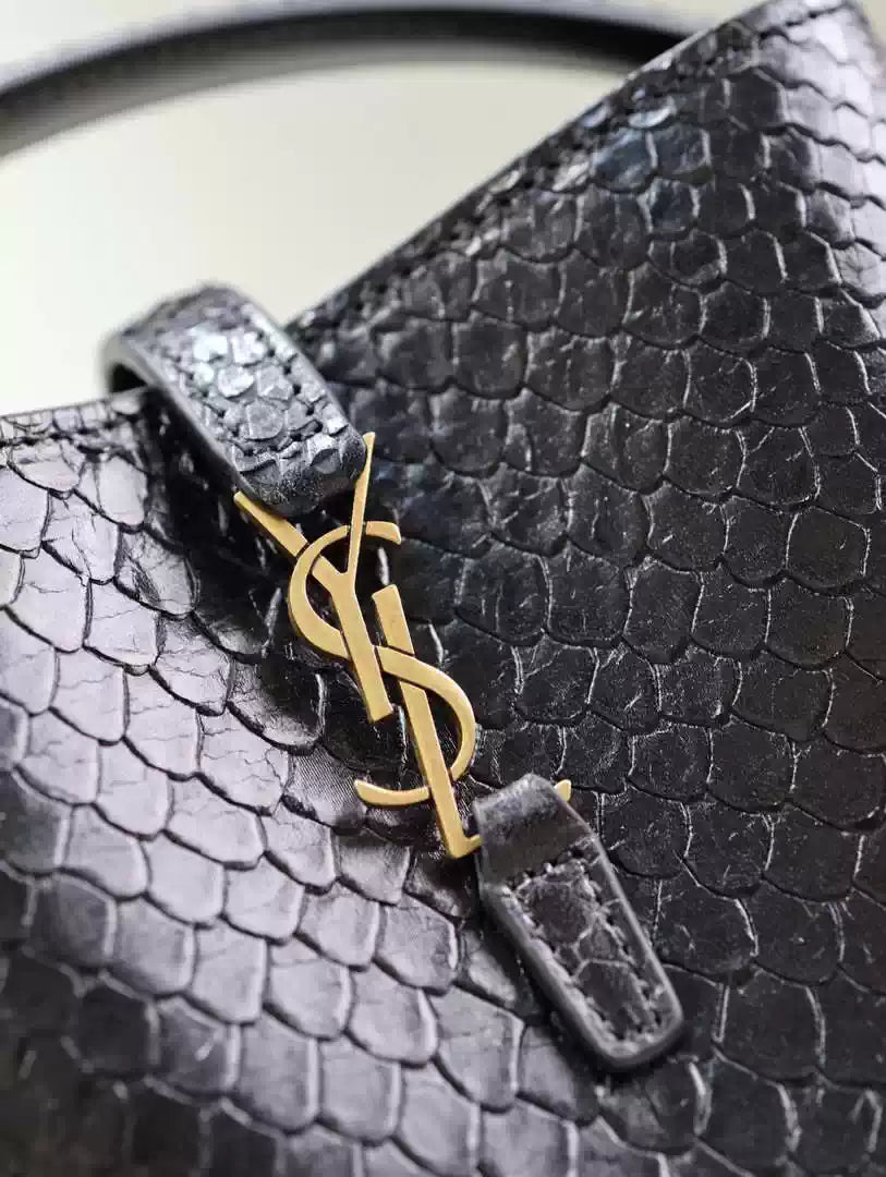 YSL 765870 LE 37 Mini in Black Lambskin leather Snake pattern
