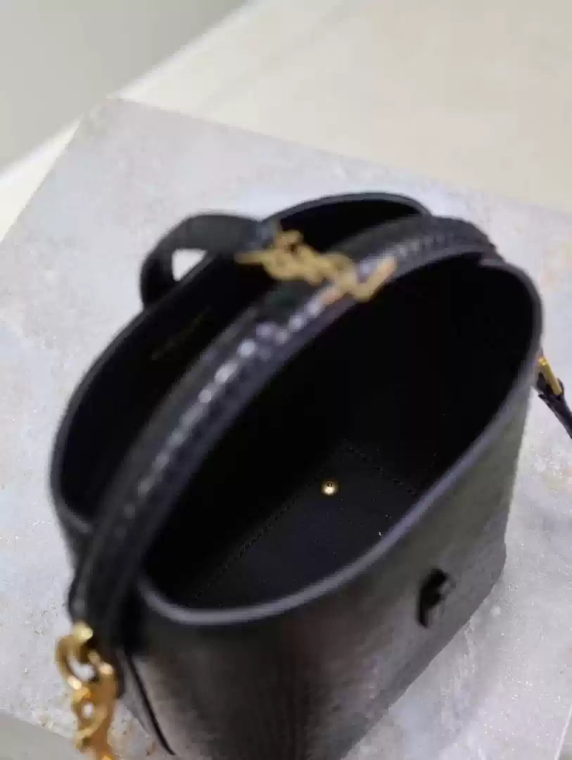 YSL 765870 LE 37 Mini in Black Lambskin leather Snake pattern
