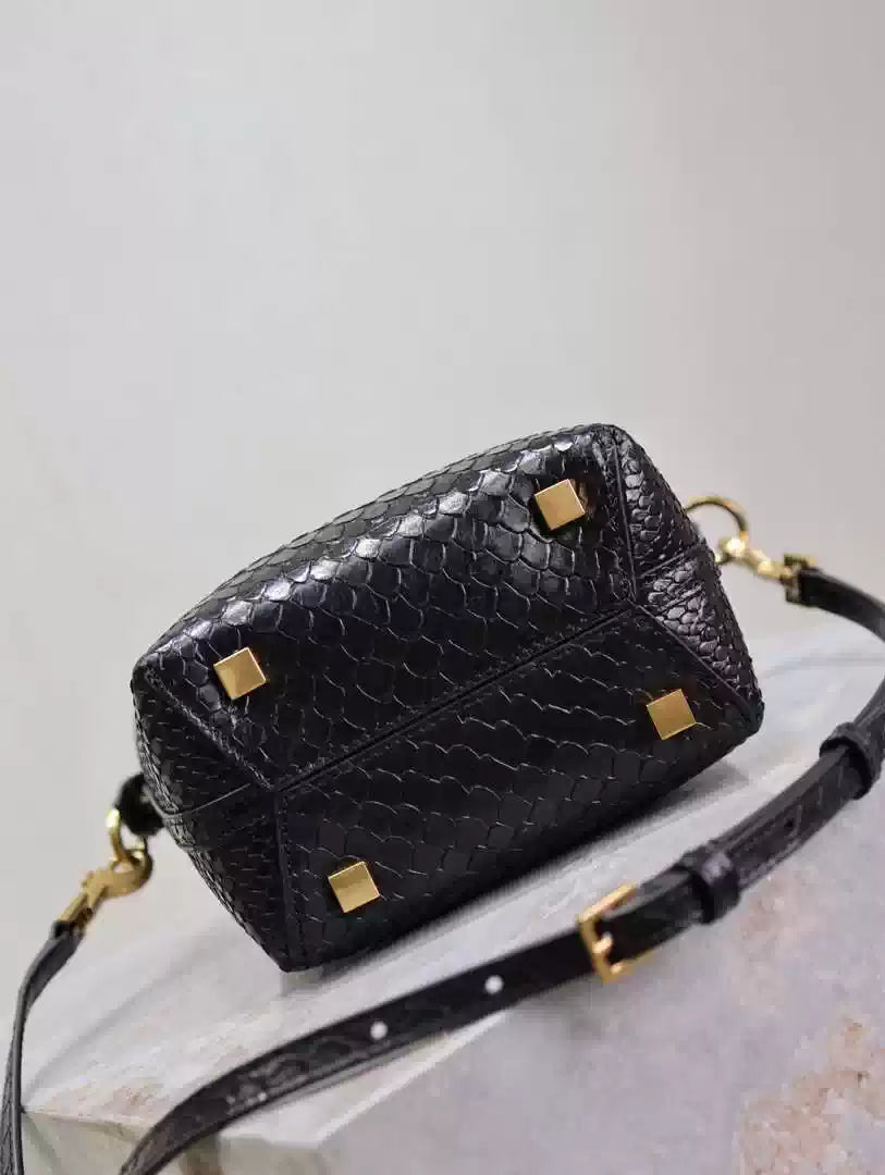 YSL 765870 LE 37 Mini in Black Lambskin leather Snake pattern