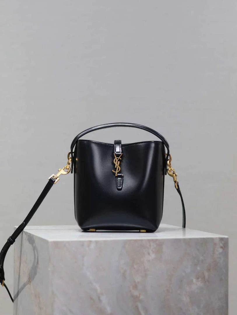 YSL 765870 LE 37 Mini in Lambskin leather Black
