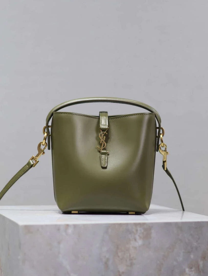 YSL 765870 LE 37 Mini in Lambskin leather Green