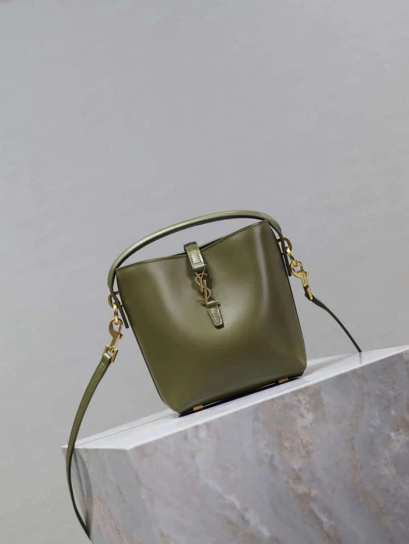 YSL 765870 LE 37 Mini in Lambskin leather Green
