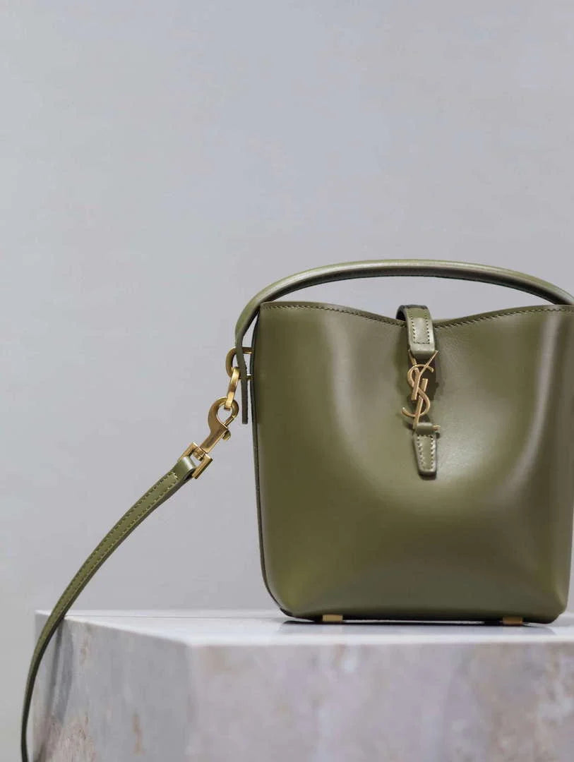 YSL 765870 LE 37 Mini in Lambskin leather Green