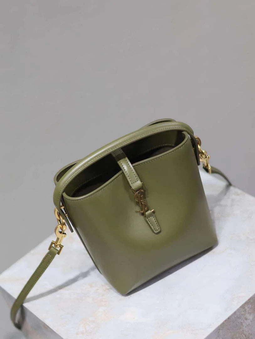 YSL 765870 LE 37 Mini in Lambskin leather Green