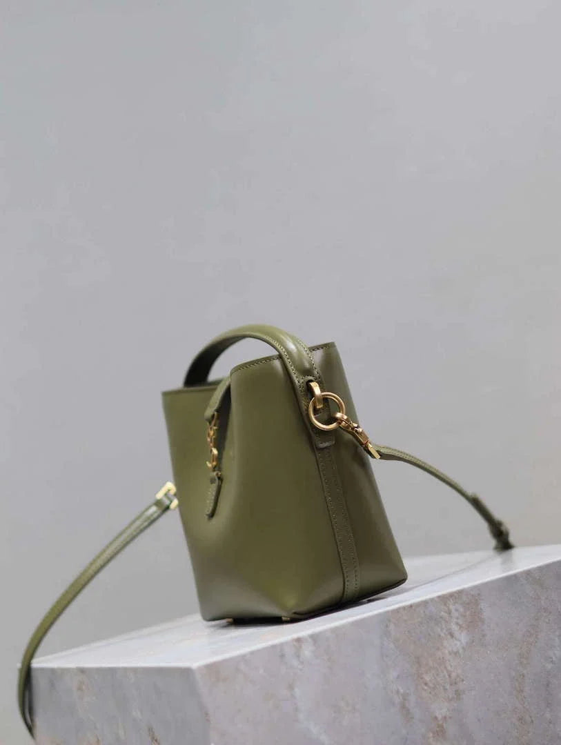 YSL 765870 LE 37 Mini in Lambskin leather Green