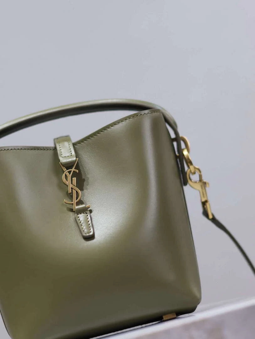 YSL 765870 LE 37 Mini in Lambskin leather Green