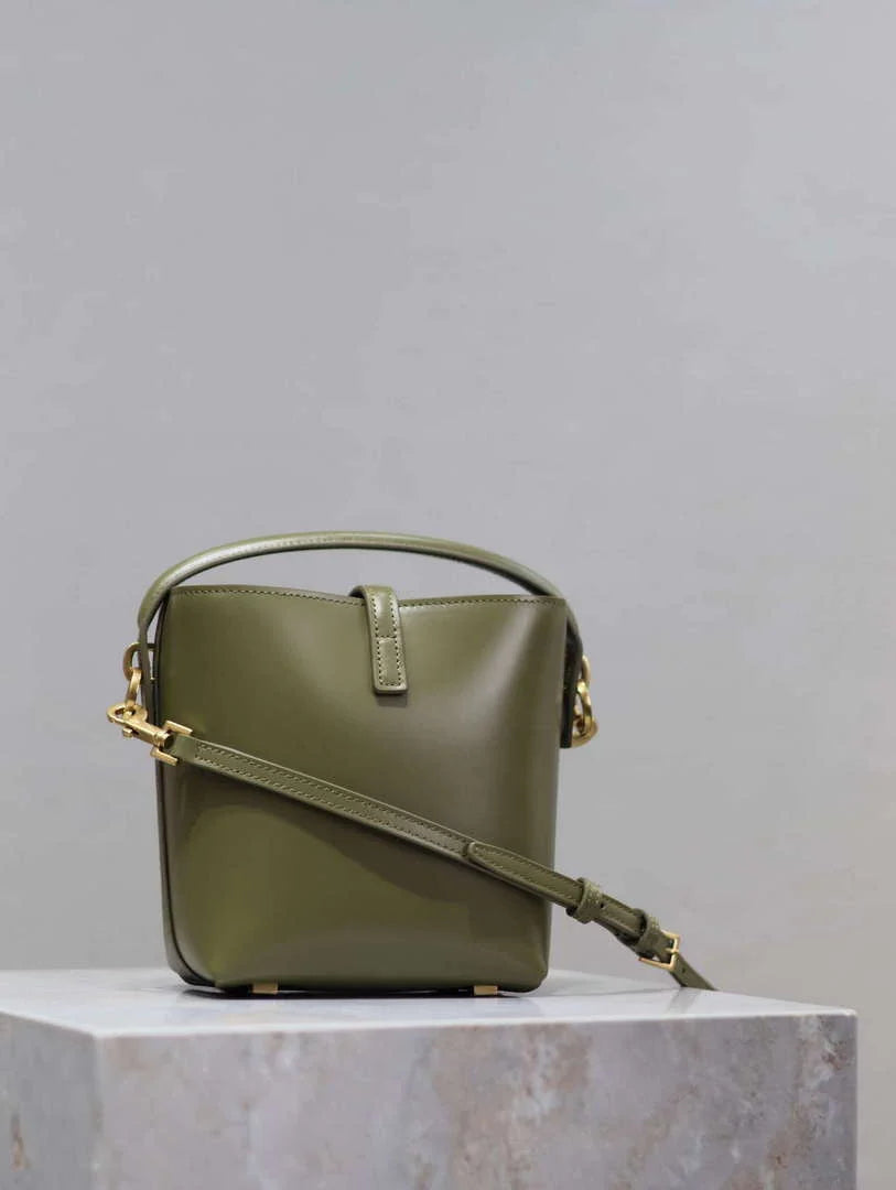 YSL 765870 LE 37 Mini in Lambskin leather Green