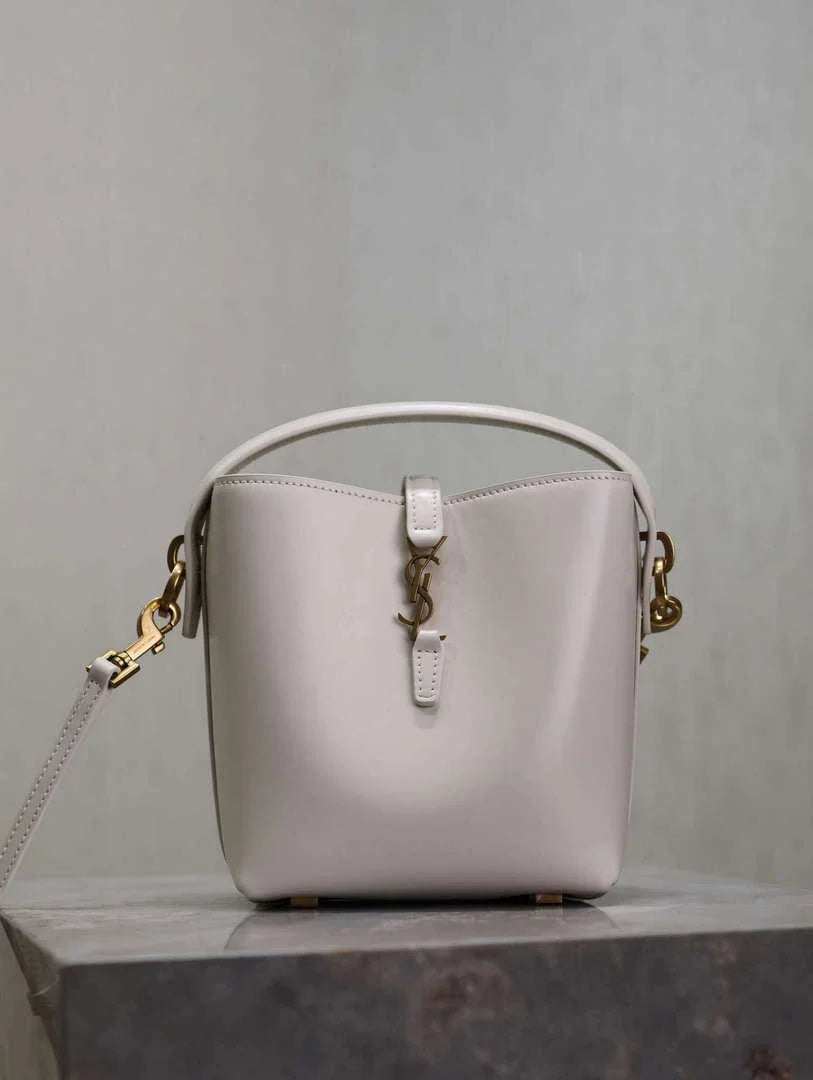 YSL 765870 LE 37 Mini in Lambskin leather White