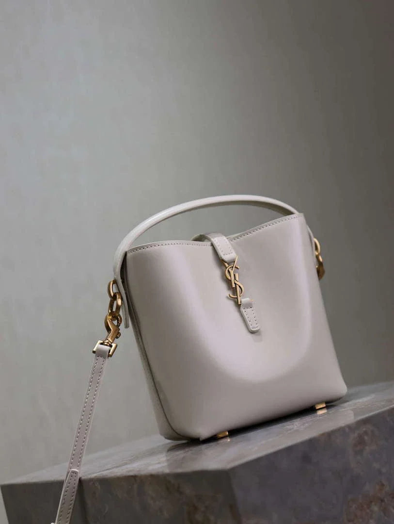 YSL 765870 LE 37 Mini in Lambskin leather White