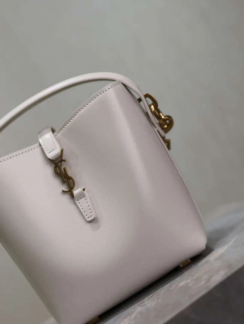 YSL 765870 LE 37 Mini in Lambskin leather White