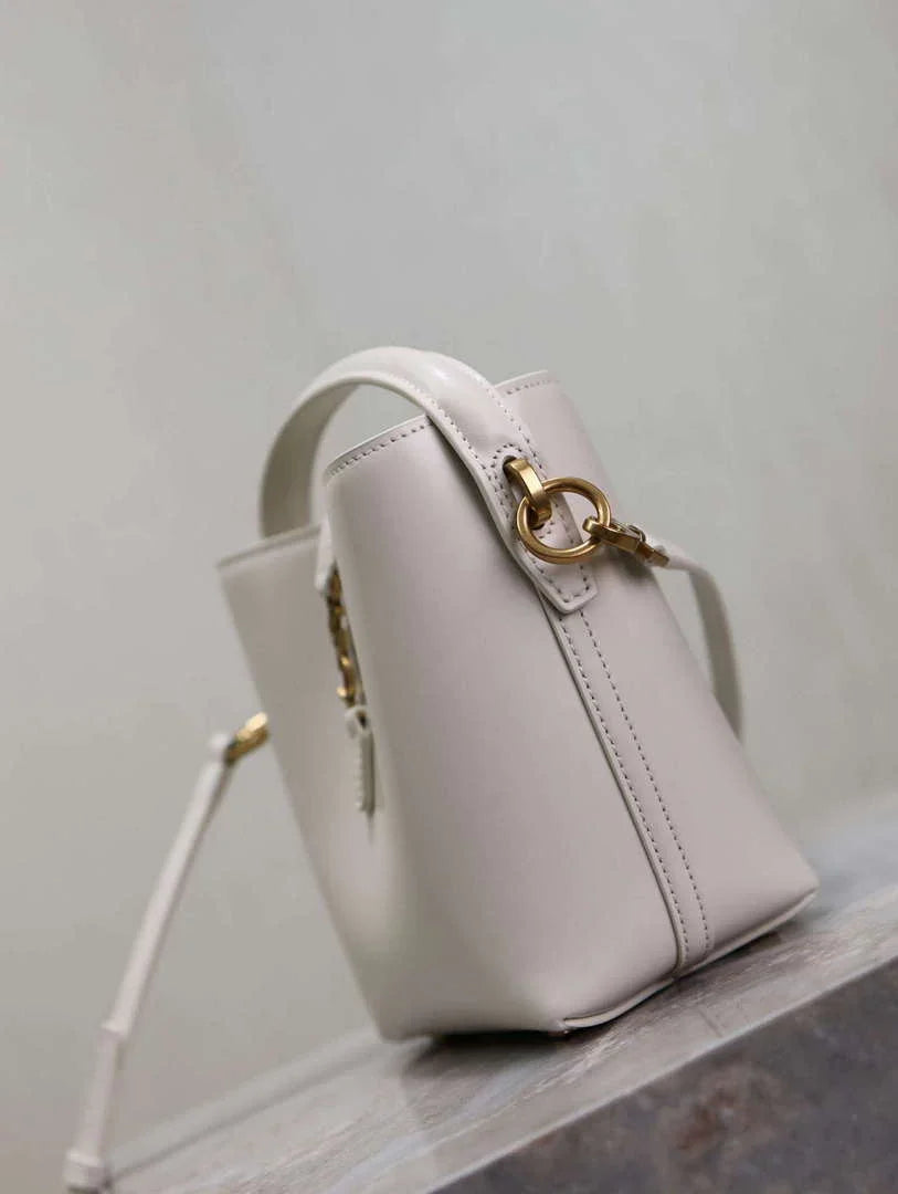 YSL 765870 LE 37 Mini in Lambskin leather White