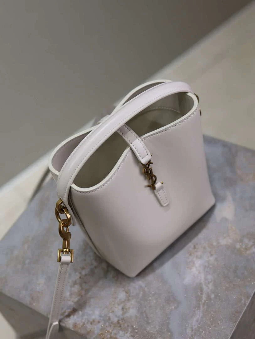 YSL 765870 LE 37 Mini in Lambskin leather White