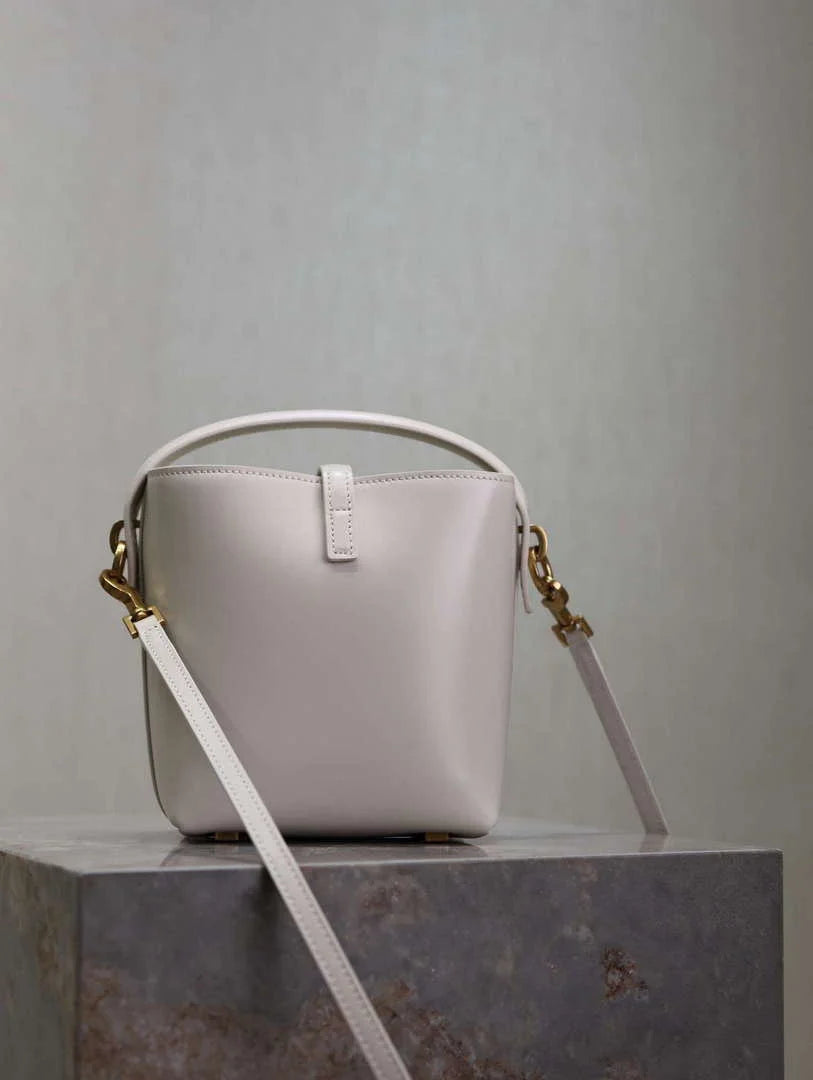 YSL 765870 LE 37 Mini in Lambskin leather White