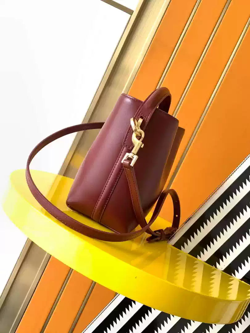 YSL 765870 LE 37 Mini in Lambskin leather Wine Red