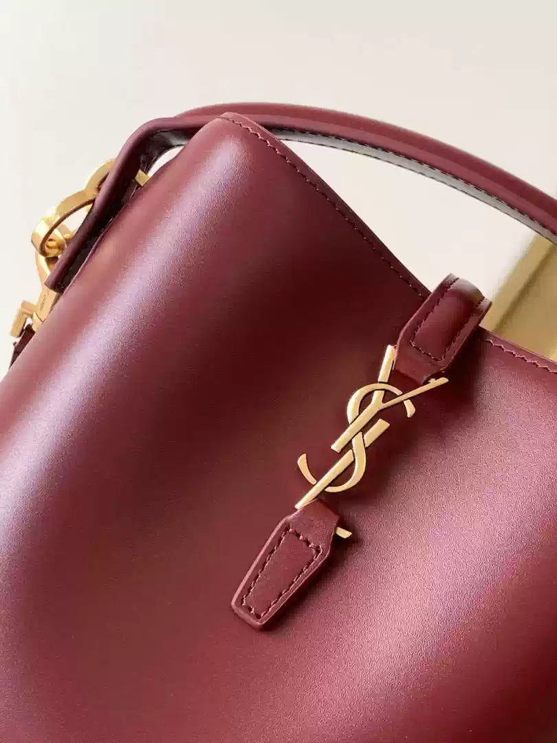 YSL 765870 LE 37 Mini in Lambskin leather Wine Red