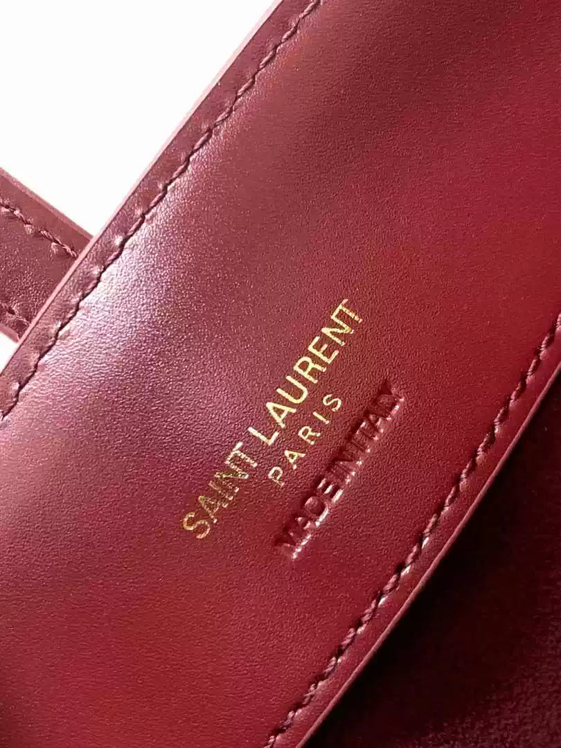 YSL 765870 LE 37 Mini in Lambskin leather Wine Red