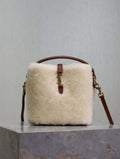 YSL 765870 LE 37 Mini in Lambswool leather Beige