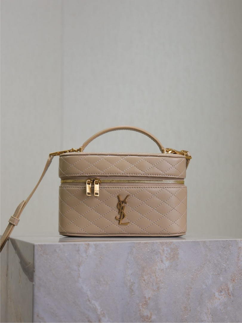 YSL 766731 GABY vanity bag in lambskin apricot