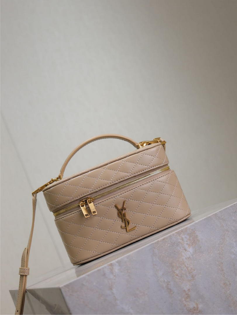 YSL 766731 GABY vanity bag in lambskin apricot