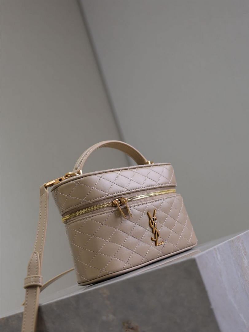 YSL 766731 GABY vanity bag in lambskin apricot