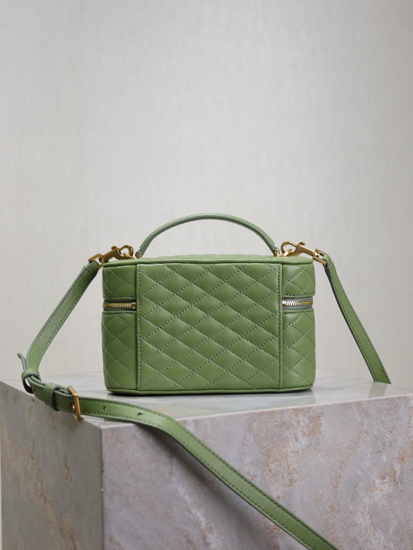 YSL 766731 GABY vanity bag in lambskin avocado Green