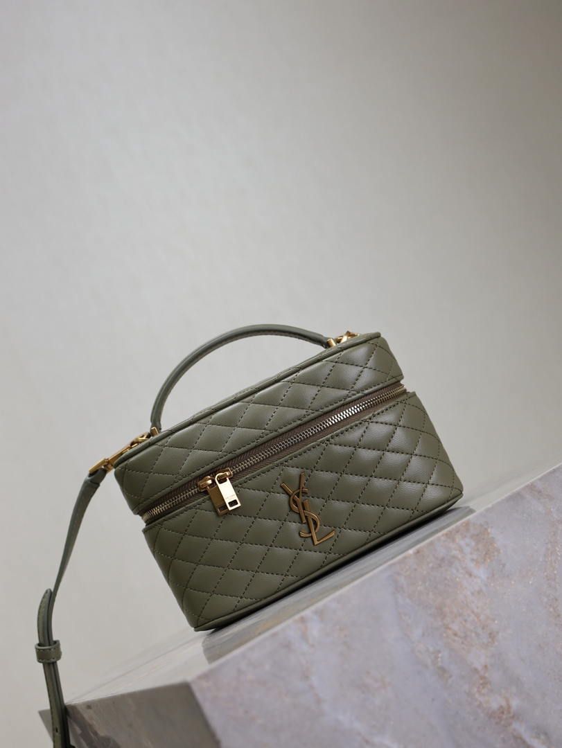 YSL 766731 GABY vanity bag in lambskin wheat green