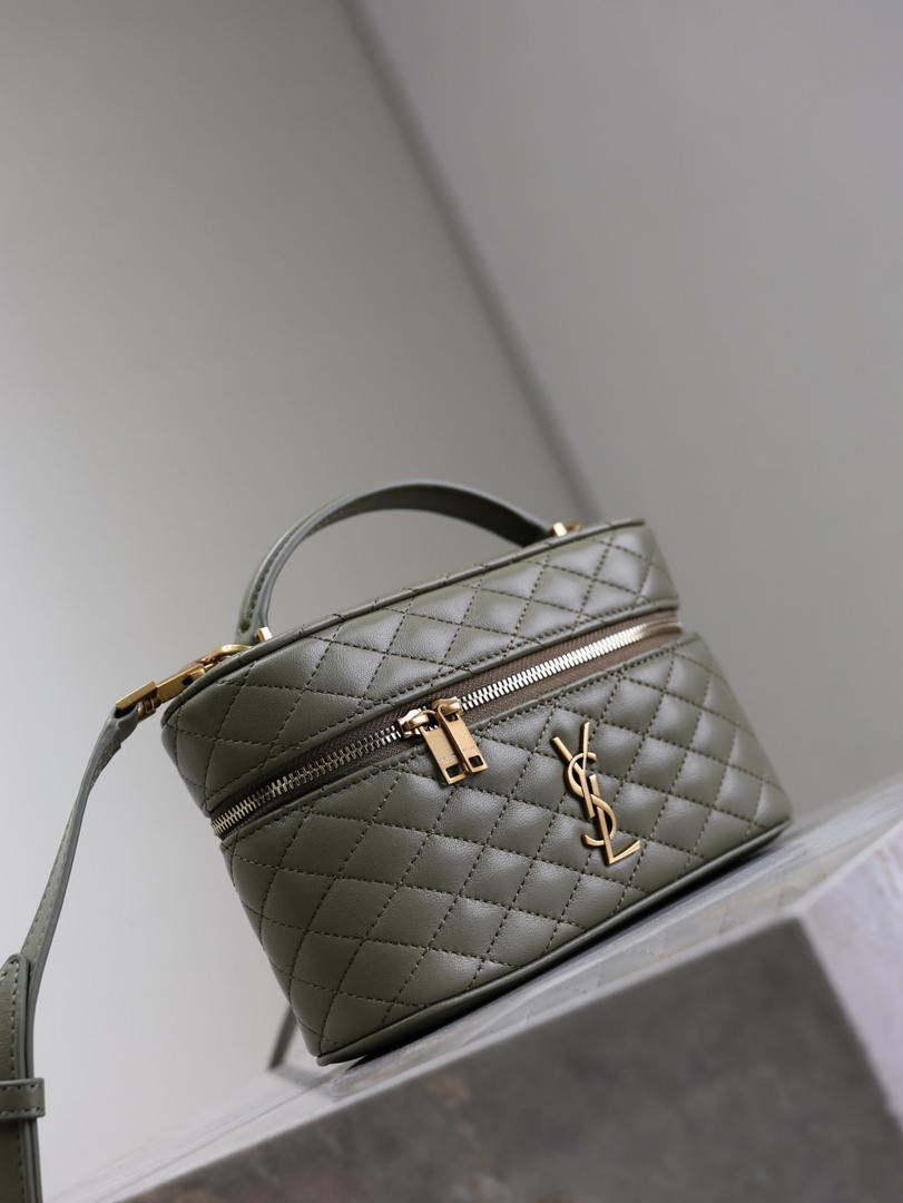 YSL 766731 GABY vanity bag in lambskin wheat green