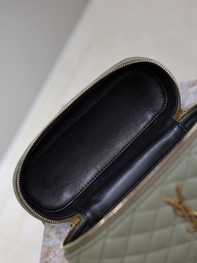 YSL 766731 GABY vanity bag in lambskin wheat green