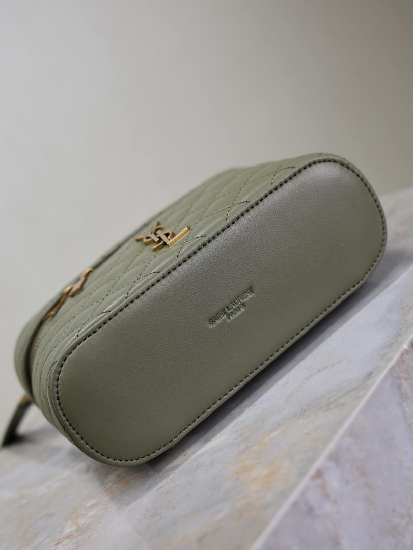 YSL 766731 GABY vanity bag in lambskin wheat green