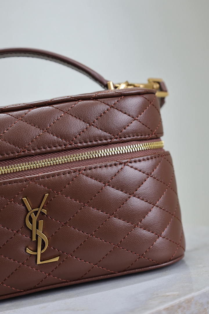 YSL 766731 GABY vanity bag in lambskin coffee brown