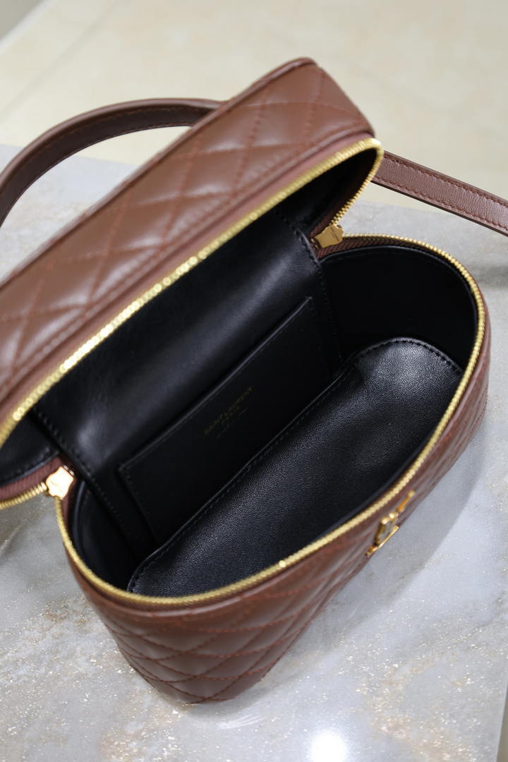 YSL 766731 GABY vanity bag in lambskin coffee brown