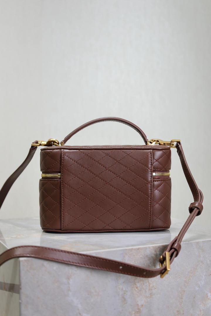 YSL 766731 GABY vanity bag in lambskin coffee brown